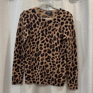Morgan Taylor 100% Cashmere Leopard Print Brown Sweater Size Medium